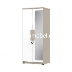 Wardrobe 2 Doors + Mirror - ACTIV Kofi LP 207 / Taupe - White Glossy